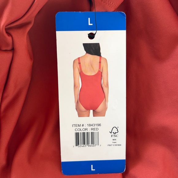 DKNY Women's One Piece Swimsuit, Red  Size L - Picture 4 of 8